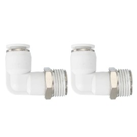 PATIKIL Push to Connect Fitting, 10 Pack Pneumatic Air Elbow Quick Connector 3/8" PT Male Thread x 8mm Tube 90 Degree Connect Tubing Elbow Air Tube Fitting Pneumatic Quick Adapter, White