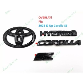 Toyota OVERLAY Gloss Black Rear Toyota Logo Corolla Hybrid SE Emblem Fit 2023+ Corolla