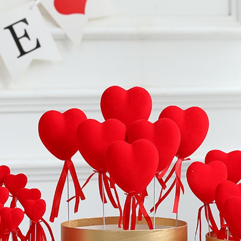 Snblzhef Valentine's Day Heart-Shaped Stick Branch Love Artificial Bouquet Flower
