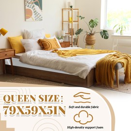 Cinnvoice Mattress Wedge with Cover, 5 Inch Queen Incline Wedge for Acid Reflux GERD, Neck and Back Pain, Snoring, Adjustable Elevator Under Mattress Topper Support for Bedroom