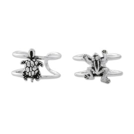 NOVICA Artisan Handmade Sterling Silver Ear Cuffs Frog Turtle from Thailand No Stone Animal Themed Turtleturtlefrog [1.4 in L x 0.2 in W] ' Frog and Turtle'