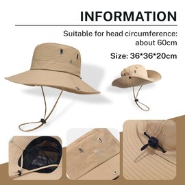 COYUN 1 x Sun Hat Men's Unisex Sun Hat Outdoor Safari Hat Women Wide Brim Summer Hat Men Foldable Hiking Hat Outdoor Hat Sun Protection Hat Bush Hat Fishing Hat Garden Hat