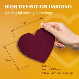 Destination Vinyl ltd Great Coasters (Set of 2) Heart - Dark Red Maroon Colour Drink Glossy Coasters/Tabletop Protection for Any Table Type #21448