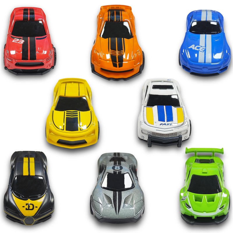 KIDAMI 8 Pack Die Cast Metal Toy Cars, 1:64 Scale