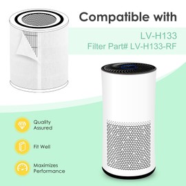 HSIAMEN Pre-Filter Compatible with Levoit LV-H133 Air Purifier Replacement Filter, LVH133 H133 Meta-Air Tower, Fit Part# LV-H133-RF, 6-Pack
