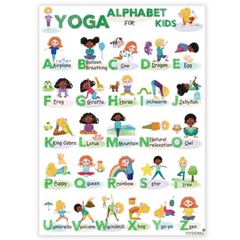 Alphabet of Yoga Poster for Kids - 16x24 Inch ABCs Educational Poster, Yoga Poses ABC Chart for Classroom, Homeschool, Preschool Learning (Green)