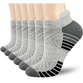 Tmani Trainer Socks Cushioned Ankle Performance Anti-Blister Sport Socks for Men Women Breathable Cotton Athletic Running Walking Socks (6 Pairs)