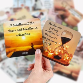 Atvi.fit Positive Affirmation cards Combo Set for Pregnant Women,Pregnancy gifting ideas, baby shower gifts, meditation tool during pregnancy and deck for Post-partum (2 Decks x31 cards) With a Wooden easel table stand for Daily use and Gifting Cards