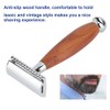 Men's Classic Double Blade Safety Shaving Razor Manual Wood Handle