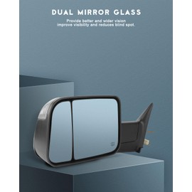 OCPTY Tow Mirrors Fit For 1998-2001 For Dodge For Ram 1500 For Ram 2500 For Ram 3500 Truck Towing Mirrors Pickup 1 Pair Power Adjusted Heated Turn Signal Light Black Housing