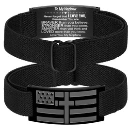 GLEZZA to Nephew Bracelets Gifts,American Flag Cross Bible Verse Bracelet Christmas Birthday Christian Fathers Day Jewelry Gifts,Adjustable Size