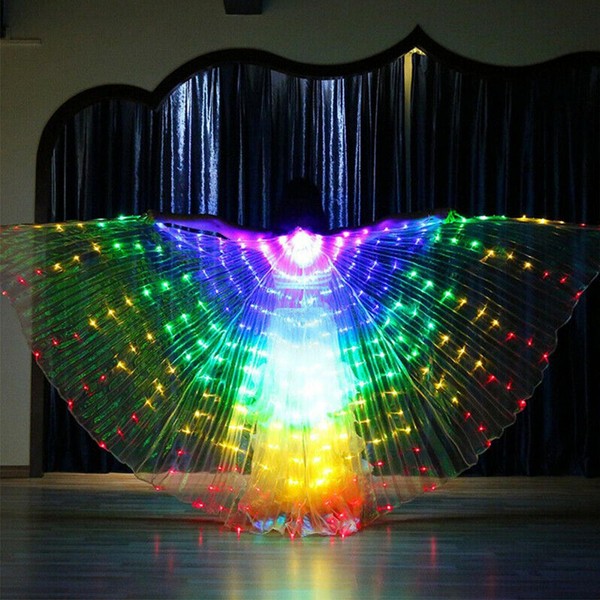 ALEOHALTER Led Belly Dance Wings Isis Wings Butterfly light Up Wings Angel Costume with Telescopic Sticks for Stage Show Halloween Christmas Party