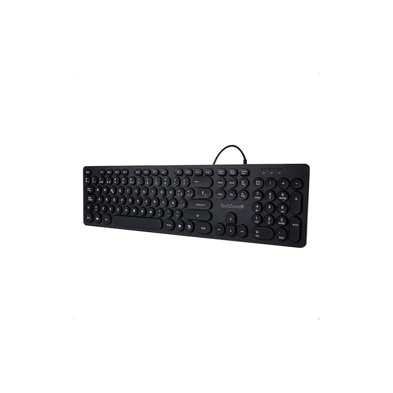 TECHZONE Teclado Alámbrico Black Colors, 105 Teclas, Distribución QWERTY