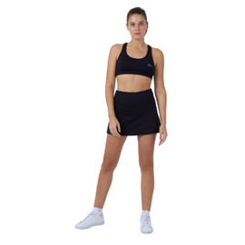 Sportkind Girls & Women Tennis Hockey Golf Basic Skort Skirt with Inner Shorts Breathable UV Protection, black