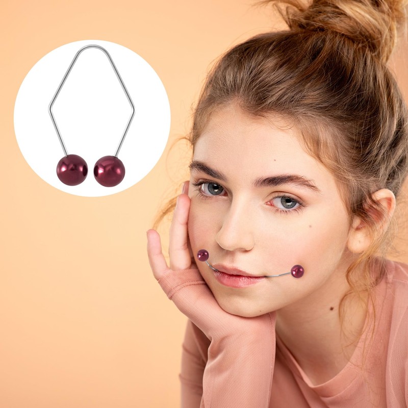 CustomyLife 2pcs Natural Dimple Maker for Cheeks, Dark-Red Facial Muscle