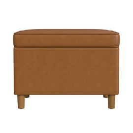 Spatial Order Home Decor | Dinah Collection Modern Storage Ottoman | Ottoman with Storage for Living Room & Bedroom(Carmel Faux Leather)