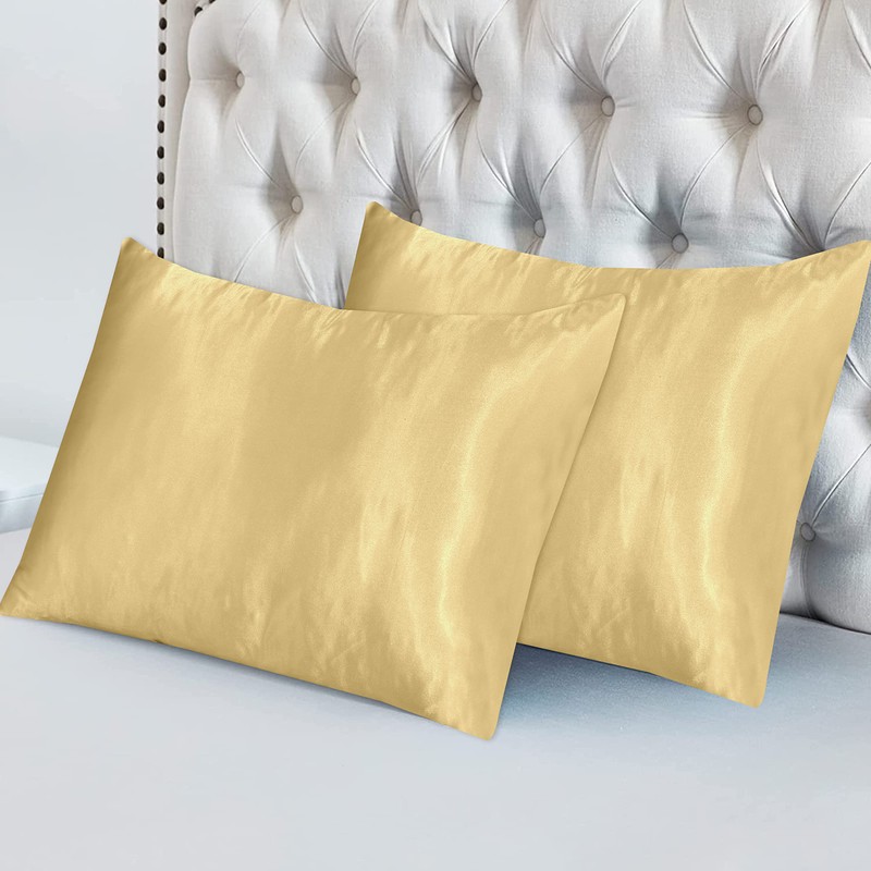 My home store Gold Silk Pillowcase 2 Pack - Hypoallergenic,