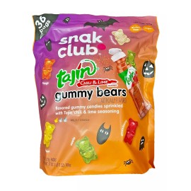 Snack Club, Century Snacks Snak Club TAJIN GUMMY BEARS 36-Bags Chili & Lime Mild Gummi Bears, BIG BAG 27 Oz