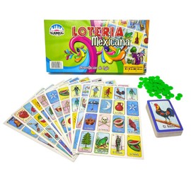Lotería Mexicana Tradicional en Caja Grande - Juego de Mesa Familiar con 10 Tableros, 54 Cartas, 70 Fichas