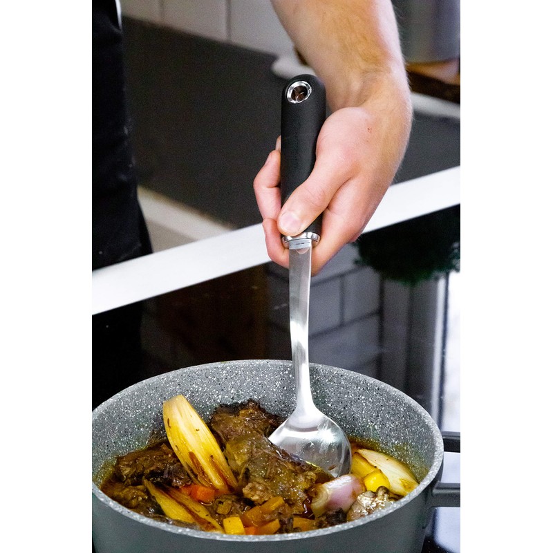 MasterClass Cooking Spoon with Soft Grip Handle, Stainless Steel, 33.5