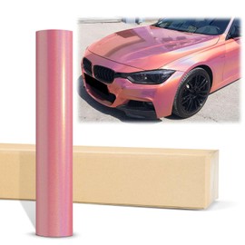 2pcs 4"x8" (10cmx20cm) Sample Pink Laser Flip Gloss Black Metallic Holographic Rainbow Psychedelic Vinyl Wrap Auto Car Sticker Decal Film Sheet Bubble Free Air Release Technology