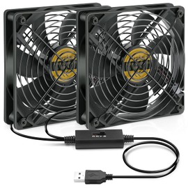 Mauknci Silent USB Fan, 4.7 inches (12 cm), 3 Levels of Air Flow Adjustment, Cooling Fan, 2 Pairs, Long Working Time, 5V Fan, 4.7 inches (120 mm), Black