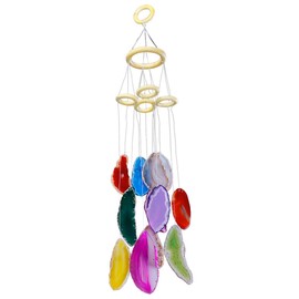 mookaitedecor Colorful Agate Slices Wind Chimes for Home Garden Decoration 20-23 Inches