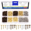 Glarks 1600Pcs Small Tiny Nails Kit Wood Screw Nail Gold