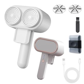 Dual-Head Electric Fabric Shaver & Lint Remover - 6 Leaf Blades, 3 Modes, Rechargeable Battery for Clothes, Couch, Furniture - Defuzzer with Long-Lasting Power