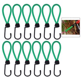 iwobi 12 Pcs Elastic Straps with Spiral Hook,Bungee Hook Ties,Tarpaulin Tarp Bungee Elastic Stretch Straps with Metal Hooks Camping Outdoor