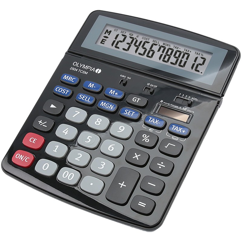 Olympia Tools 40184 Model 2504 Calculator Desktop Financial Calculator, Black/Blue/Grey