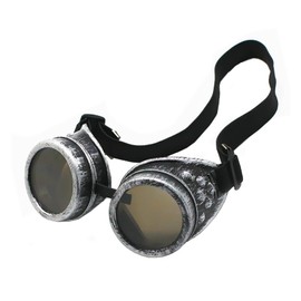 WEICHUAN Vintage Steampunk Goggles Mad Scientist Goggles Cosplay Steam Punk Glasses Accessory for Adult, Kids, Women, Men Halloween Costume (Antique Silver)
