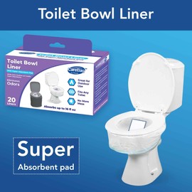Cleanis CareBag Anti-Odor Toilet Bowl Liners with Absorbent Pad – Leak-Resistant, Universal Fit for Indoor/Outdoor Toilets – Odor-Eliminating – Converts Toilet to Dry Use, 20 Count