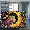 Serborlur Blacklight Sun and Moon Tapestry UV Reactive Psychedelic Floral