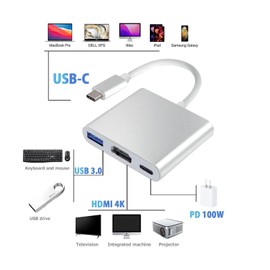 PICKBEAU USB C to HDMI Adapter Port USB-C Digital AV Multiport Adapter 4K Video Converter with USB 3.0 and Type-C Charging for Mac and USB Type-C Devices