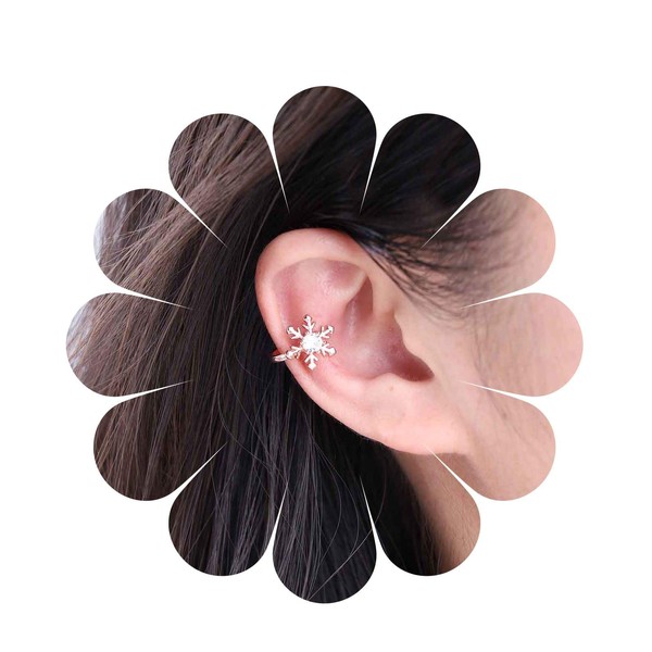 Cimenexe Bohemian Crystal Flower Cuff Earring Gold Cz Snowflake Ear