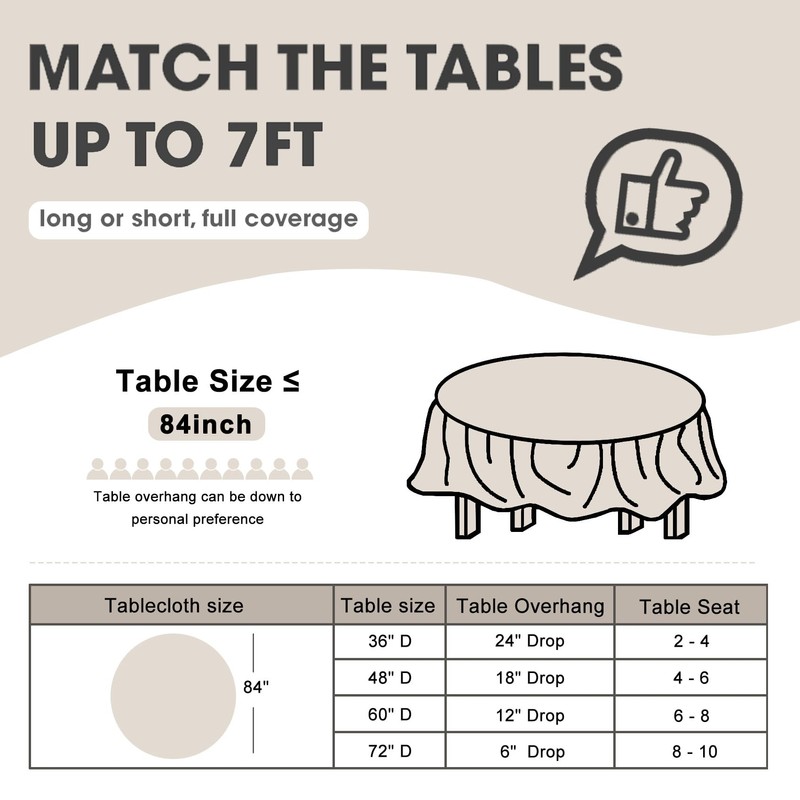 D&Z Plastic Table Cloth Disposable, 6 Pack Black Round Tablecloth