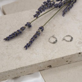 Tuscany Silver Women's Oxidised 12mm Wave-Detail Creole Hoop Earrings