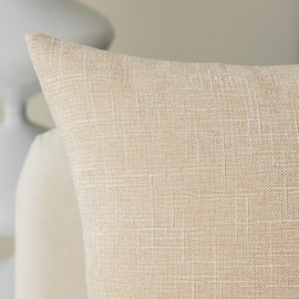 Kevin Textile Decorative Linen Throw Pillow Covers Cushion Case Star Pillowcase for Bed Sofa, 2 Pcs, (24 x 24 Inch, Cream Beige)