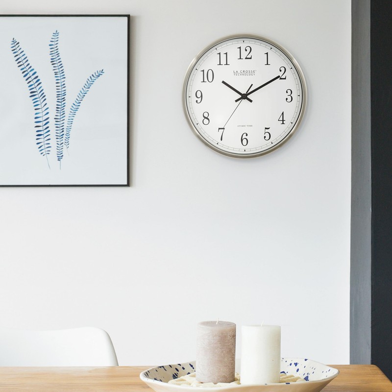 La Crosse Technology 12 Inch Atomic Analog Wall Clock, Aluminum