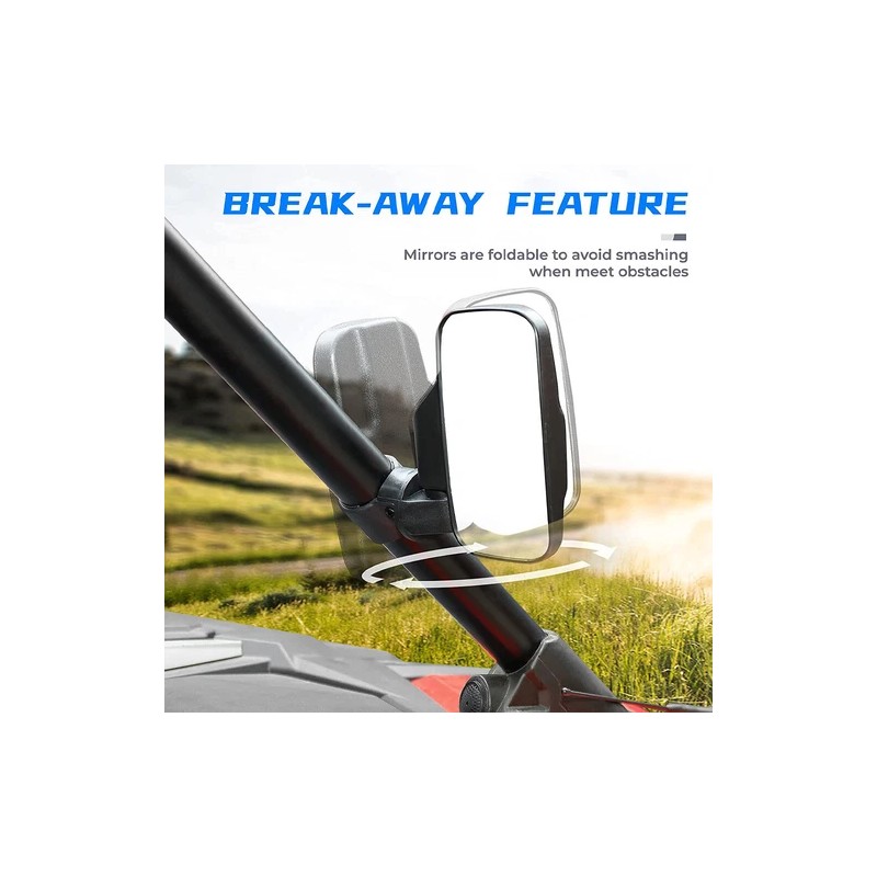 TWOM 1.75"~2" Breakaway Side Mirrors Rear View Mirror Set For
