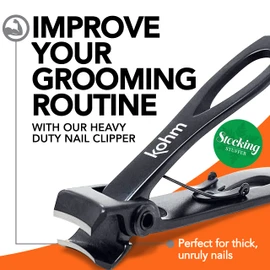Kohm CP-220L Straight Blade, 5mm Heavy Duty, Wide Jaw Toenail Clippers for Thick Toenails or Tough Fingernails, Large Toenail Clippers for Men, Seniors, Adults