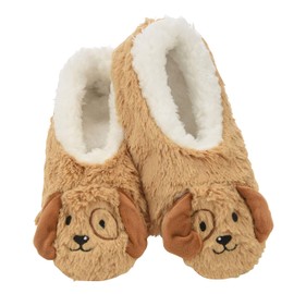 Snoozies Womens Slippers Animal Furry Foot Pals - Puppy-White - Medium