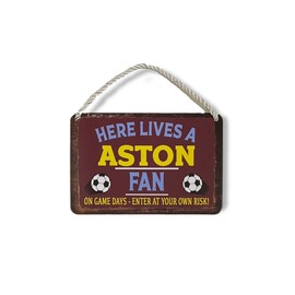 Metal Tin Sign - Aston Football Soccer Sports - Wall Plaque Retro Vintage 18X12 Cm Decorative Sign - For Bar Pub Dining Room Kitchen Bedroom Office Garage - Funny Stylish Gift