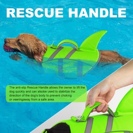 Doglay Shark Dog Life Jacket - Reflective Dog Life Vest for Swimming and Boating with Rescue Handle, Adjustable High Buoyancy Floating Vest for Small Medium Large Dogs
