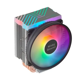 MARSGAMING MCPU44, Dual ARGB CPU Heatsink, 4 Heatpipes HCT, TDP 160W, Ultra-Quiet PWM 11 cm Fan, Black