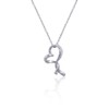 Miwahouseki 925 Silver Heart Motif Cubic Zirconia Azuki Chain Necklace,