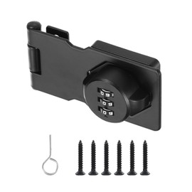 PATIKIL 3.5 Inch Cabinet Password Hasp Lock, 3-Digit Barn Door Lock Security Combination Latch Lock for Drawers Cabinets Small Doors, Black