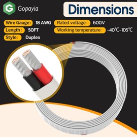 18 AWG 50FT Duplex Marine Wire 18 Gauge Tinned Copper Wire for Boat Marine RV Camper Trailer Solar Panel