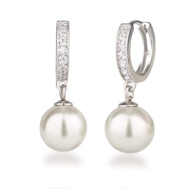 Schöner-SD Set Necklace Earrings Jewellery Set with Pearls 925 Silver Rhodium, Silver, White
